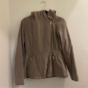 Elvine tan jacket with asymmetrical zip Sz S
